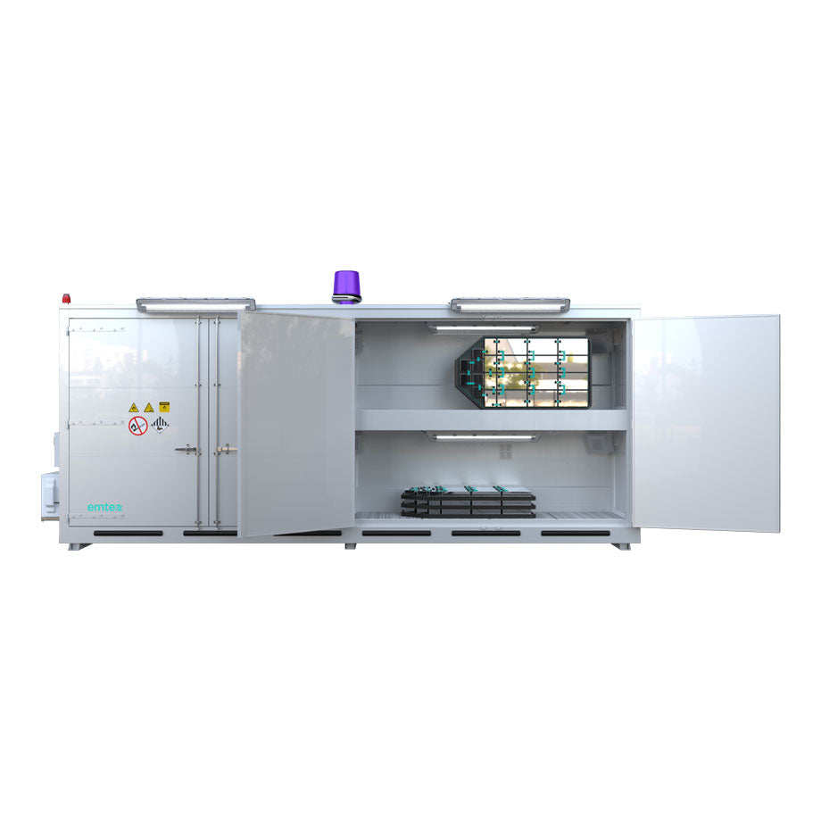 8-Meter-LithiumVault-Container || Flügeltüren auf 2 Ebenen