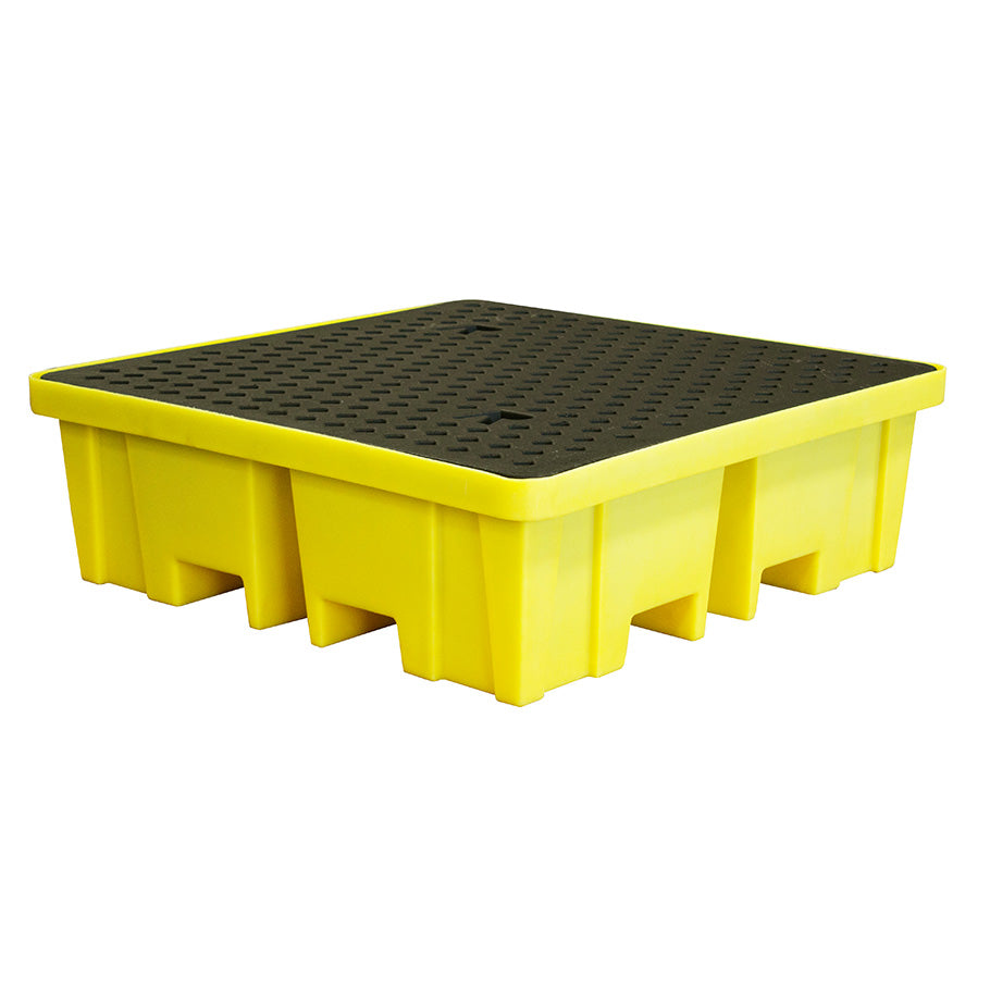 Plastic 4 Drum Spill Pallet With 4-Way Forklift Entry - BP4FW ||To Hold 4 Drums