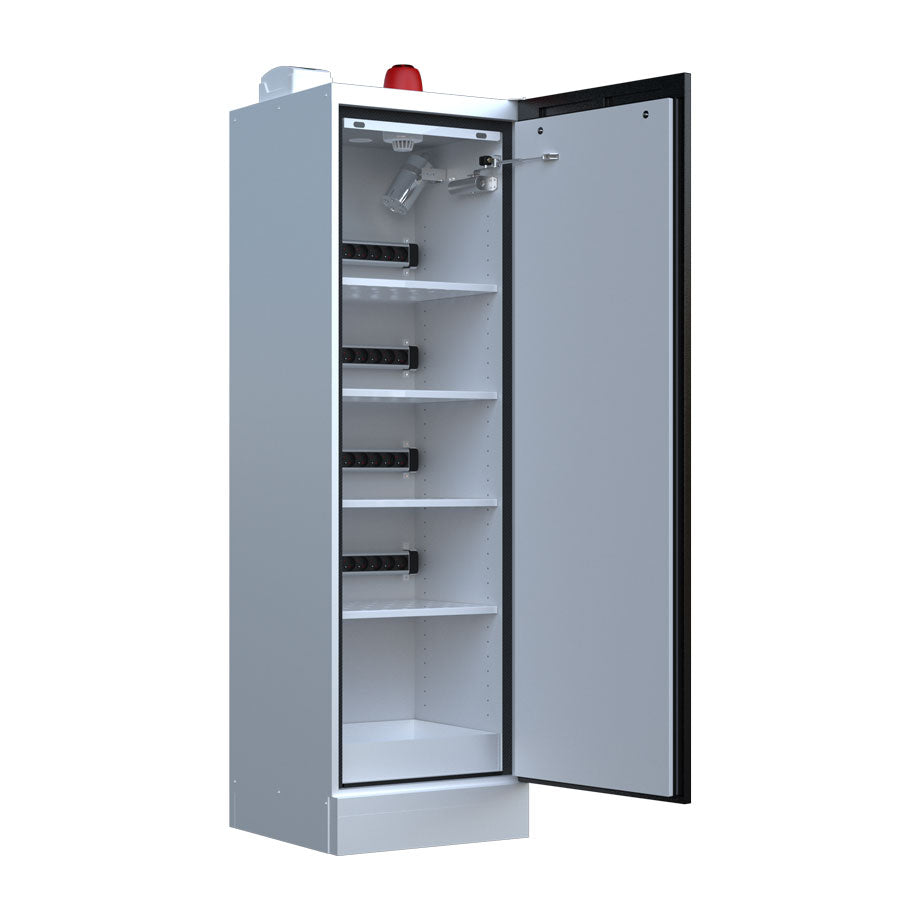 LithiumVault FirePro® Schrank mit Steuerung & Ladefunktion | Einphasig | 1-türig | Hoch – CH-L1F2PG16K