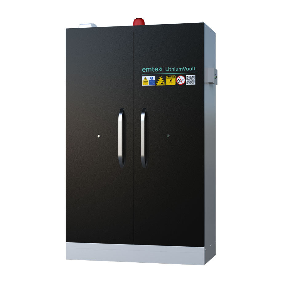 LithiumVault FirePro® Schrank mit Steuerung & Ladefunktion | Einphasig | 2-türig | Hoch – CH-L5F2PF16K