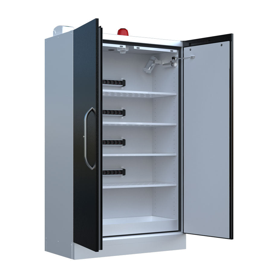 LithiumVault FirePro® Schrank mit Steuerung & Ladefunktion | Einphasig | 2-türig | Hoch – CH-L5F2PF16K