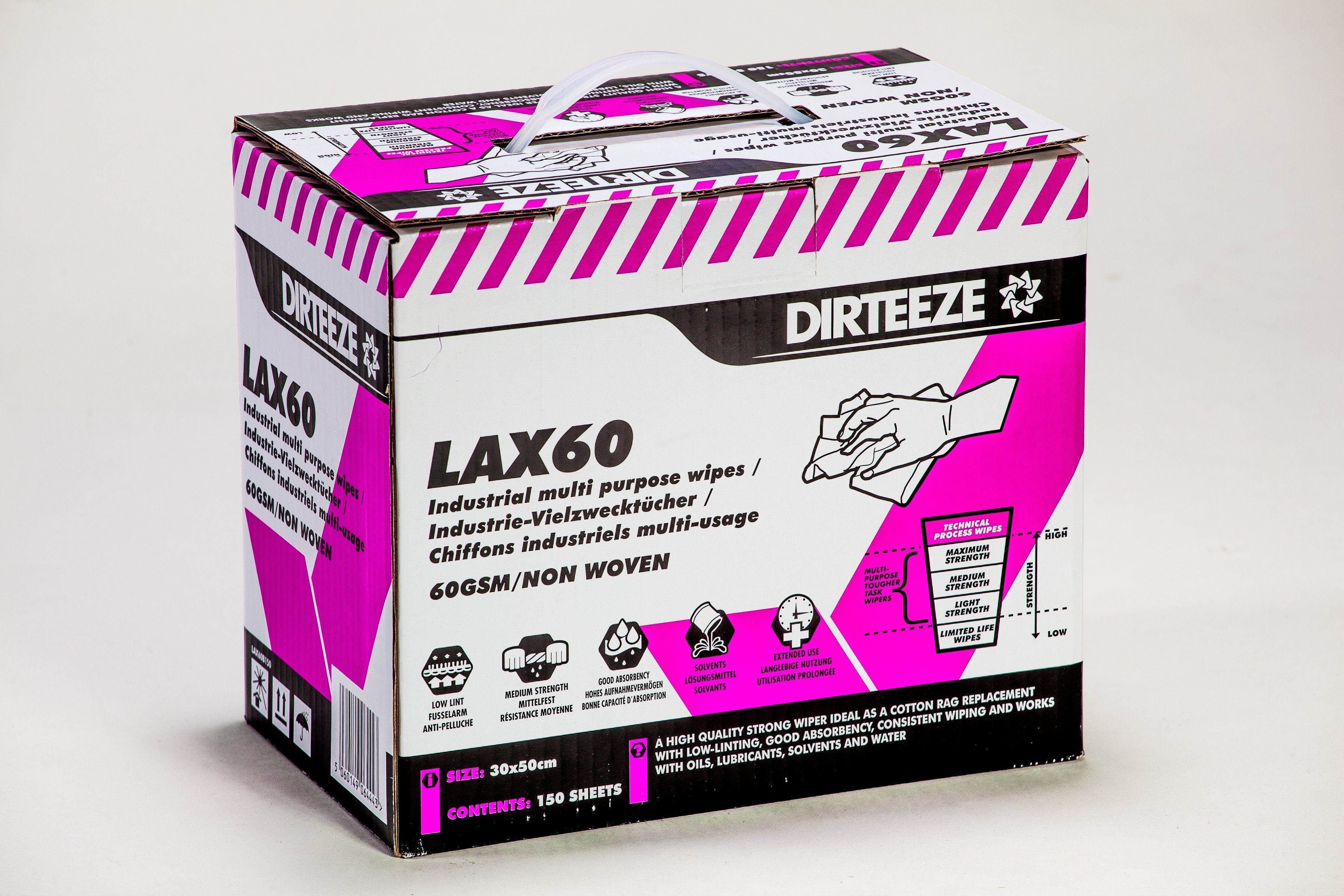 Dirteeze Industrial Multi-Purpose Technical Process Wipes - LAX60B ||150 Wipes