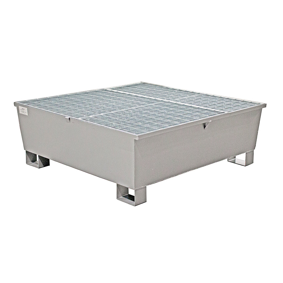 4-Fass Auffangwanne – Verzinkter Stahl – GSP4D || Auffangvolumen: 440 Liter