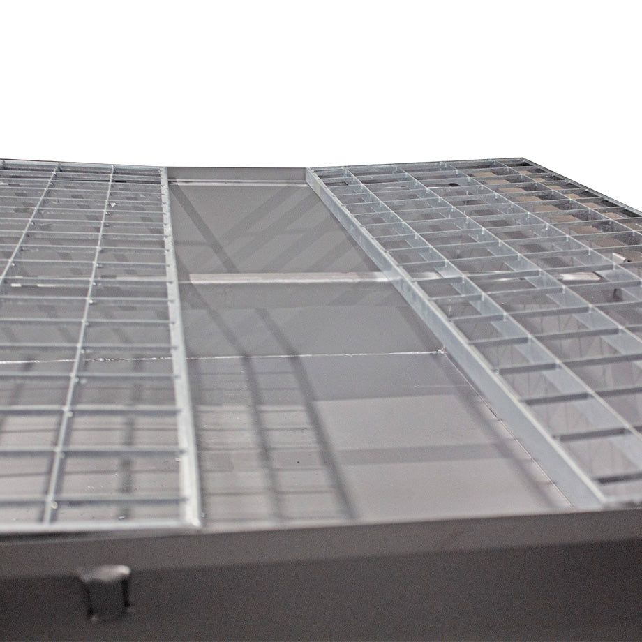 4-Fass Auffangwanne – Verzinkter Stahl – GSP4D || Auffangvolumen: 440 Liter