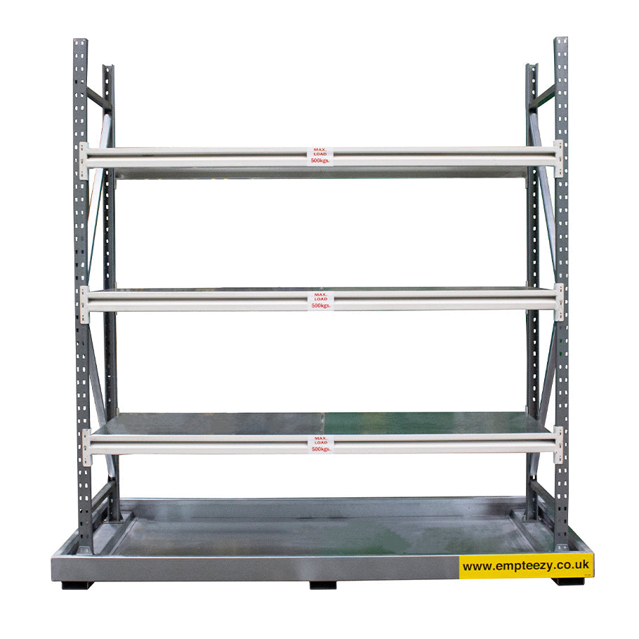 Kombinierter Lagercontainer – CBS1 || für 16 Fässer mit begehbarem Bereich