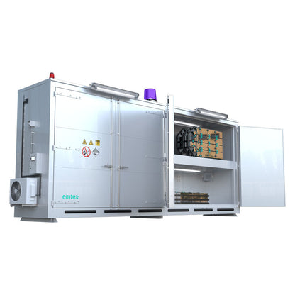 8-Meter-LithiumVault-Container || Flügeltüren auf 2 Ebenen