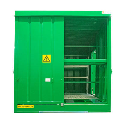 Kombinierter Lagercontainer – CBS2 || für 32 Fässer mit begehbarem Bereich