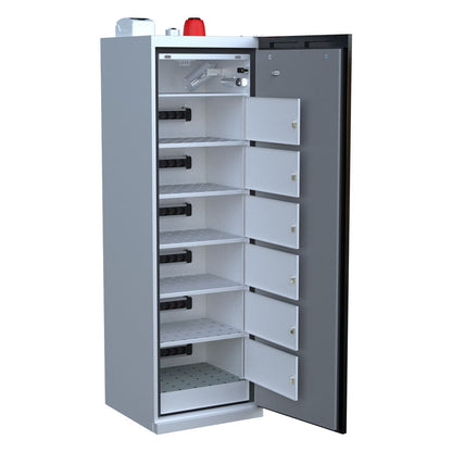 LithiumVault FirePro® Schrank mit Steuerung & Ladefunktion | Einphasig | 1-türig | Hoch – CH-L1F2PF16C6K