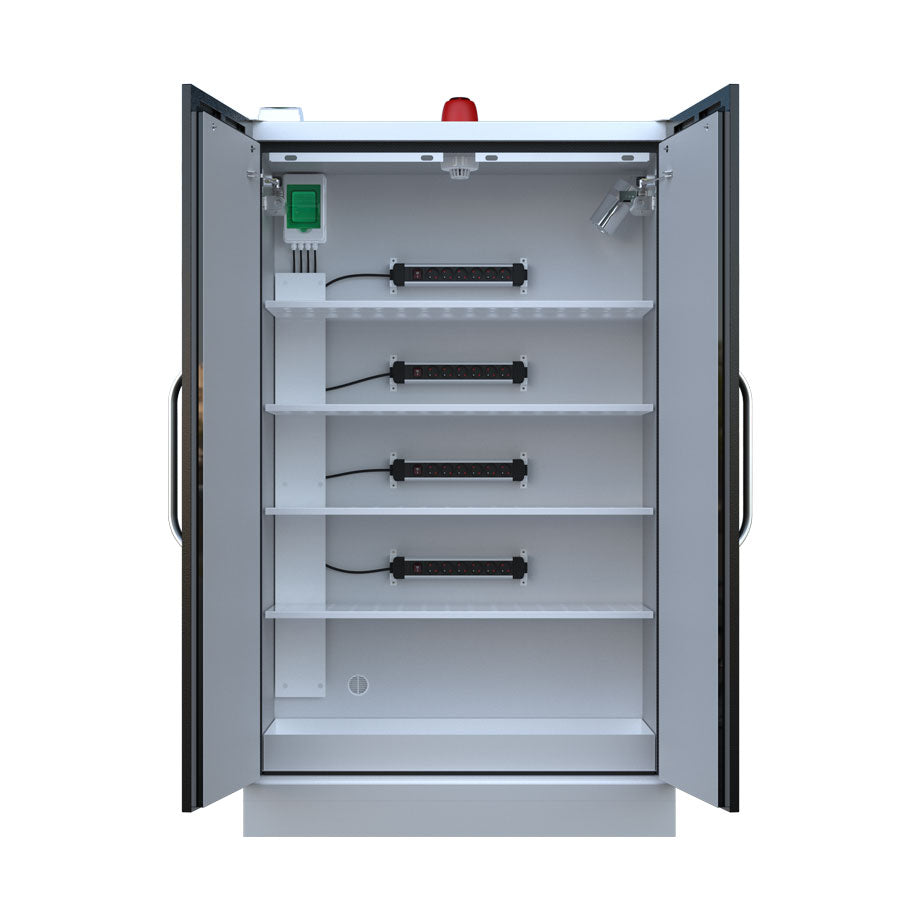 LithiumVault FirePro® Schrank mit Steuerung & Ladefunktion | Einphasig | 2-türig | Hoch – CH-L5F2PF16K