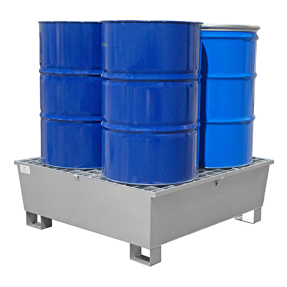 4-Fass Auffangwanne – Verzinkter Stahl – GSP4D || Auffangvolumen: 440 Liter