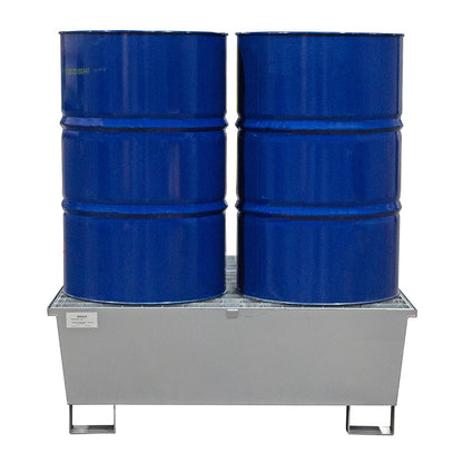 4-Fass Auffangwanne – Verzinkter Stahl – GSP4D || Auffangvolumen: 440 Liter