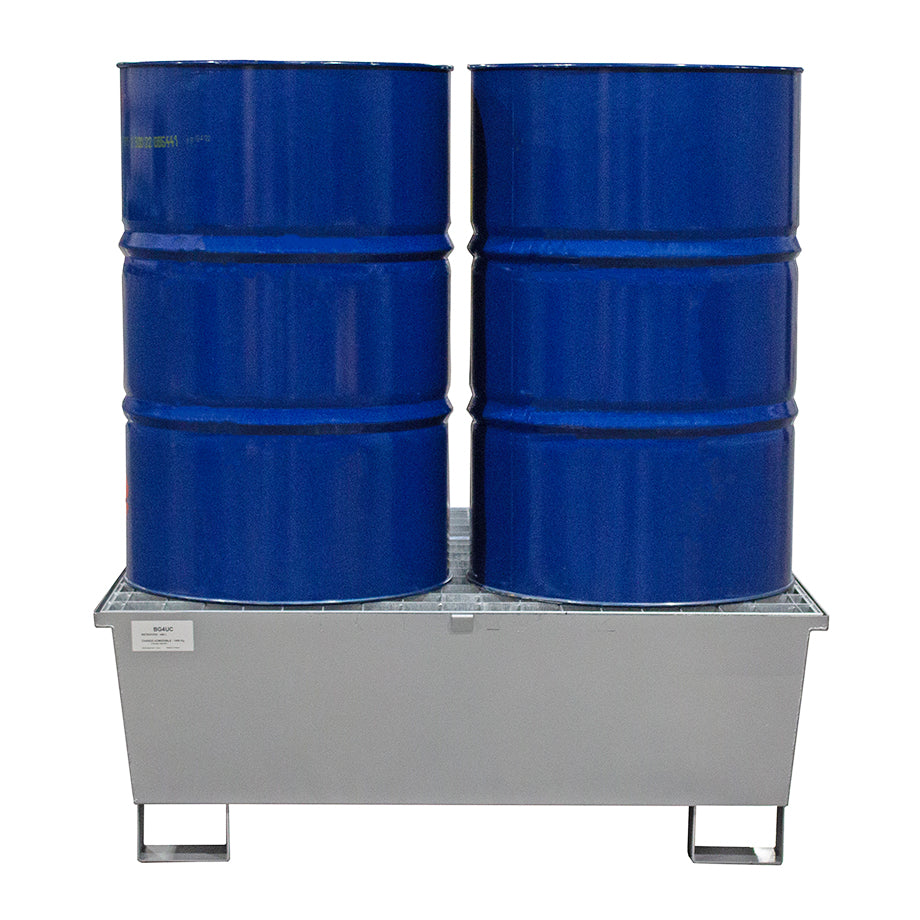 4-Fass Auffangwanne – Verzinkter Stahl – GSP4D || Auffangvolumen: 440 Liter